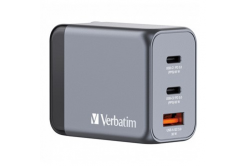 Verbatim GaN 32201, caricatore di rete da viaggio, USB 3.0, USB C, grigio, 65 W, forche intercambiabili C,G,A