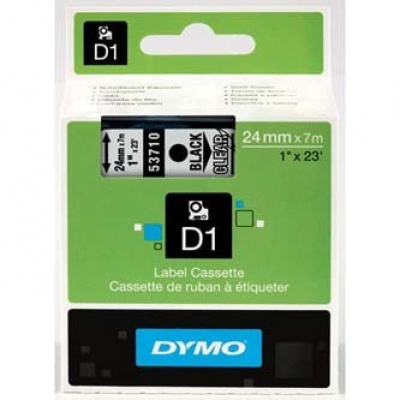 Dymo D1 53710, S0720920, 24mm x 7m testo nera / nastro trasparente, nastro originale