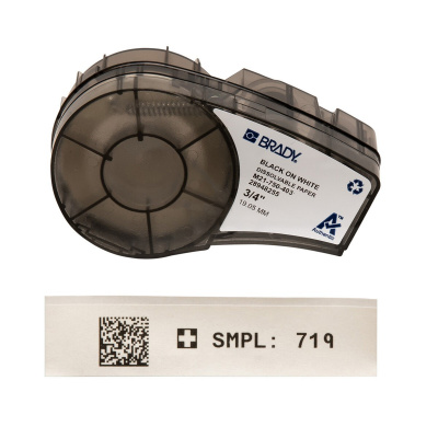 Brady M21-750-403 / 149608, 19.05 mm x 6.40 m, Paper, testo nera / sfondo bianco
