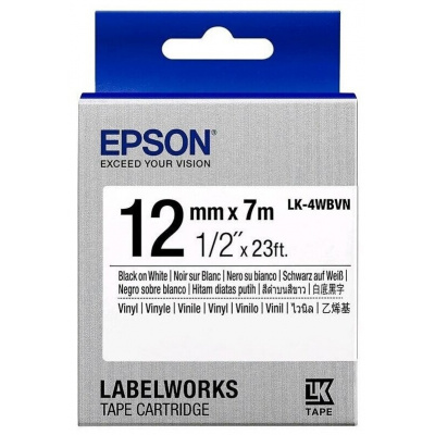 Epson LabelWorks LK-4WBVN C53S654041 12mm x 7m, testo nera / nastro bianco, vinile, nastro originale