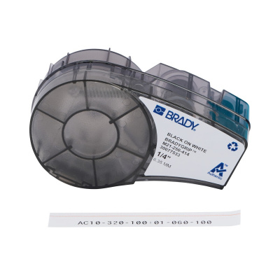 Brady M21-250-414 / 151514, 6.35 mm x 3.048 m, Polyester, testo nera / sfondo bianco