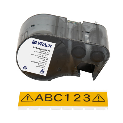 Brady M5C-1000-584-YL / 170936, 25.40 mm x 6.10 m, Plastica, testo nero / sfondo giallo
