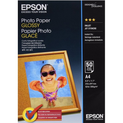 Epson Photo paper, carta fotografica, lucido, bianco, A4, 200 g/m2, 50 pz C13S042539, getto d'inchiostro