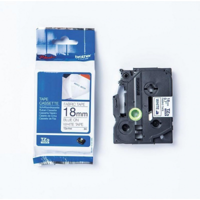 Brother TZE-FA4 / TZe-FA4, 18mmx3m, testo blu/sfondo bianco, nastro originale per stirare