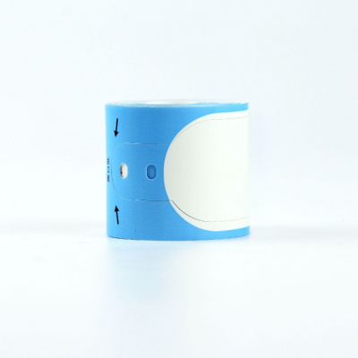 Rotoli di etichette compatibili per Brother PT-W217BU, 30mm x 217mm, 100pz testo nera / sfondo blu, braccialetto