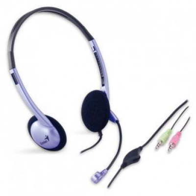 Genius HS-02B, Cuffie con microfono, con controllo del volume, nero-argento, 2x 3.5 mm jack