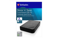 Verbatim externí pevný disk, Store N Save, 3.5", USB 3.0 (3.2 Gen 1), 2TB, 47683, nero