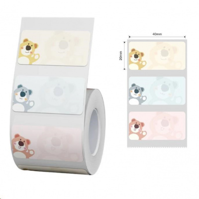 Niimbot A2A78838501, 40x20mm, 320pz, Orsacchiotti, colorato etichette autoadesive