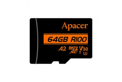 Apacer scheda di memoria V30 A2, 64GB, micro SDXC, AP64GMCSX10U8-R, UHS-I U3 (Class 10), con adattatore