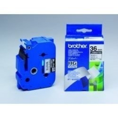 Brother HGe-261, 36mm x 8m, 5pz, testo nera/sfondo bianco,nastro originale