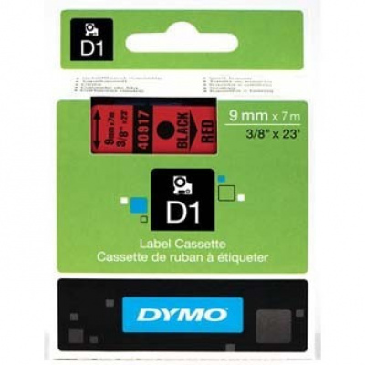 Dymo D1 40917, S0720720, 9mm x 7m, testo nera / sfondo rosso, nastro originale