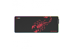 Tappetino per mouse RGB, SCORP XL, nero, 800 x 300 mm, 4 mm, Marvo, hub USB