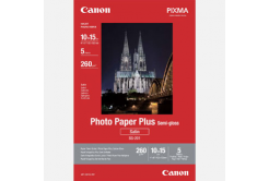 Canon Photo Paper Plus Semi-Glossy, carta fotografica, pololucido, saténový, bianco, 10x15cm, 4x6", 260 g/m2, 5 pz 1686B072, getto d'inchiostro