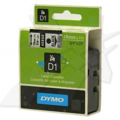 Dymo D1 45800, S0720820, 19mm x 7m, testo nera/nastro trasparente, nastro originale
