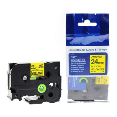 Nastro compatibile con Brother TZ-S651/TZe-S651 24mm x 8m extr.adh. testo nera/sfondo giallo