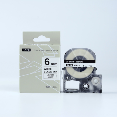 Epson HTS6KW, 6mm x 8m, testo nera / sfondo bianco, nastro compatibile