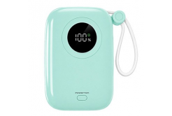 Powerton ENERGY PASTEL EDITION Power bank 10000mAh, 2x USB-C, 22.5W, cavi integrati, color menta