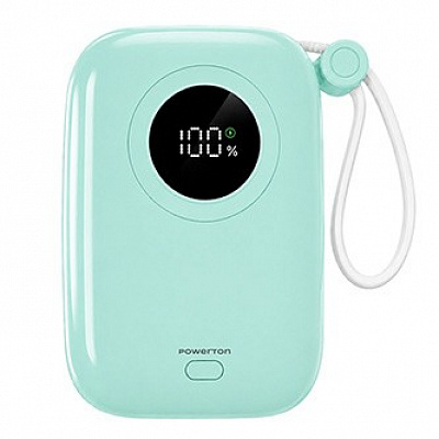 Powerton ENERGY PASTEL EDITION Power bank 10000mAh, 2x USB-C, 22.5W, cavi integrati, color menta