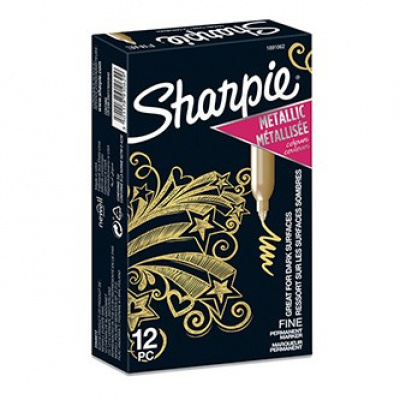 Sharpie 1891062, marcatore Metallic, d'oro, 12pz, 1.4mm, permanente