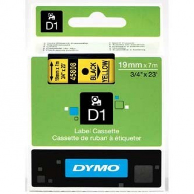 Dymo D1 45808, S0720880, 19mm x 7m, testo nera/sfondo giallo, nastro originale