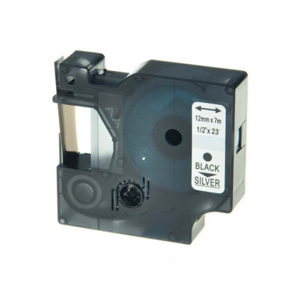Nastro compatibile con Dymo 53722, 24mm x 7m, testo nera / sfondo argento