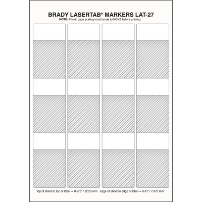 Brady LAT-27-361-1 / 029766, LaserTab Laser Printable Labels, 47.63 mm x 80.44 mm