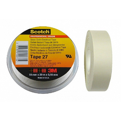 3M 27 Scotch Nastro in tessuto di vetro per alte temperature 12 mm x 20 m