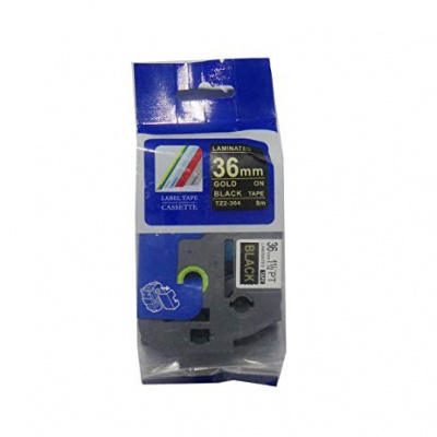 Nastro compatibile con Brother TZ-364 / TZe-364, 36mm x 8m, testo oro / sfondo nera
