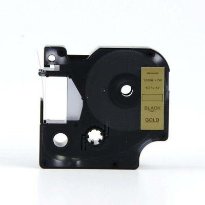 Nastro compatibile con Dymo 45023, S0720630, 12mm x 7m testo nera / sfondo d'oro