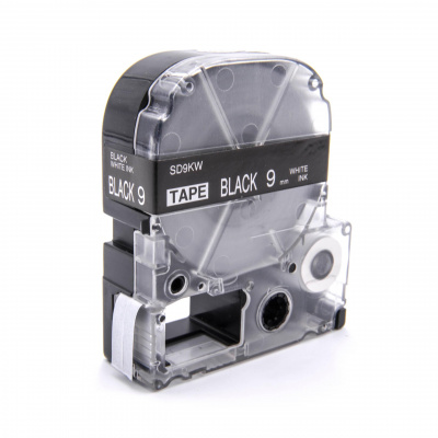 Epson LK-3BWV, SD9KW, 9mm x 9m, testo bianco / sfondo nero, nastro compatibile