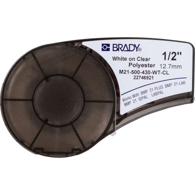 Brady M21-500-430-WT-CL / 139747, nastro in poliestere, 12.70 mm x 6.40 m