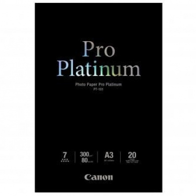 Canon Photo Paper Pro Platinum PT-101 2768B017, 300 g/m2, A3, 20pz, lucido, getto d'inchiostro, bianco, carta fotografica