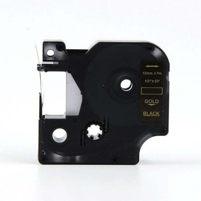 Nastro compatibile con Dymo 45814, 19mm x 7m testo oro / sfondo nera