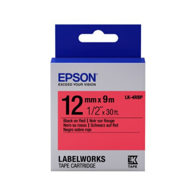 Epson LabelWorks LK-4RBP C53S654007 12mm x 9m, testo nera / nastro rosso pastello, nastro originale