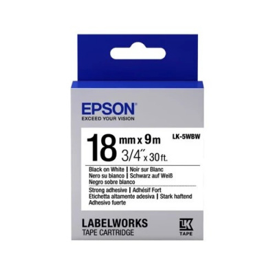 Epson LabelWorks LK-5WBW C53S655012 18mm x 9m, testo nera / nastro bianco, fortemente adesivo, nastro originale