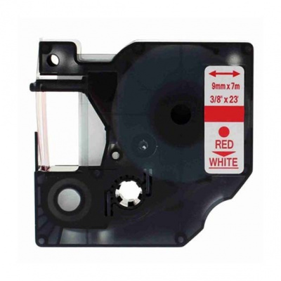 Nastro compatibile con Dymo 40915, S0720700, 9mm x 7m testo rossa / sfondo bianco