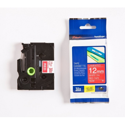 Brother TZ-435 / TZe-435, 12mm x 8m, testo bianco / sfondo rosso, nastro originale