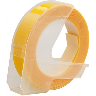 Dymo Omega, 9mm x 3m, testo bianco / sfondo giallo, nastro compatibile