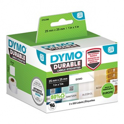 Dymo etichette in polipropilene 25mm x 25mm, bianco, multifunzionale, 2x850 pz 2112286