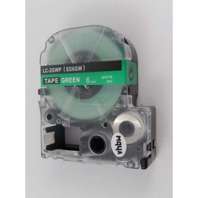 Epson LK-2GWV, SD6GW, 6mm x 9m, testo bianco / sfondo verde, nastro compatibile