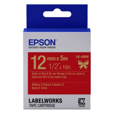 Epson LabelWorks LK-4RKK C53S654033 12mm x 5m, testo oro / nastro rosso, nastro tessile, nastro originale