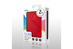 Apacer disco rigido esterno, AC236, 2.5", USB 3.0 (3.2 Gen 1), 2TB, AP2TBAC236R-1, rosso