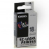 Casio XR-18SR1, 18mm x 8m, testo nera/nastro argento, nastro originale