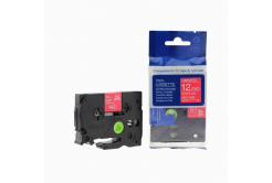 Nastro compatibile con Brother TZ-435 / TZe-435, 12mm x 8m, testo bianco / sfondo rosso