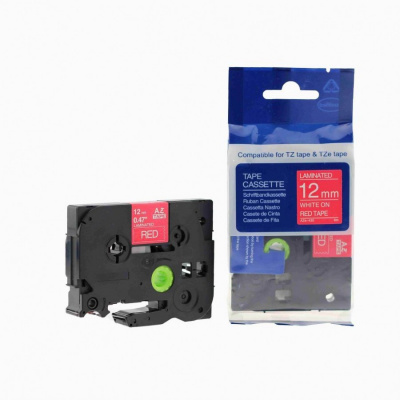 Nastro compatibile con Brother TZ-435 / TZe-435, 12mm x 8m, testo bianco / sfondo rosso
