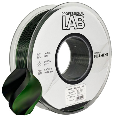 Professional Lab FG-P101-E1, 3D filamento, PLA Silk, 1,75mm, 1000g,  Dual Color, Multicolore (Black, green)