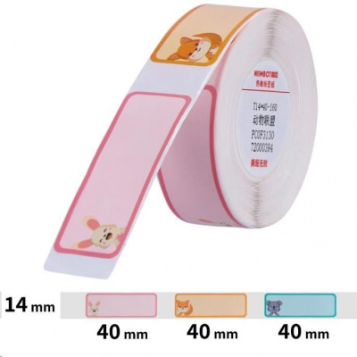 Niimbot A2A28678701, 14x40mm, 160pz, Animali, colorato etichette autoadesive