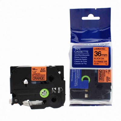 Nastro compatibile con Brother TZ-B61/TZe-B61, segnale 36mm x 8m, testo nera/sfondo arancione