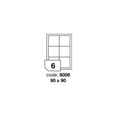 Etichette autoadesive 90 x 90 mm, 6 etichette, A4, 100 fogli eco