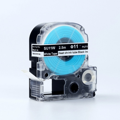 Epson LK-6WBA11 / SU11W, 11 mm x 2,5 m, stampa nera / sfondo bianco, nastro termorestringente compatibile